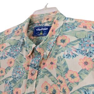 Chubbies Shirt Mens XL Multicolor Floral Short Sleeve Button Up Tropical Stretch
